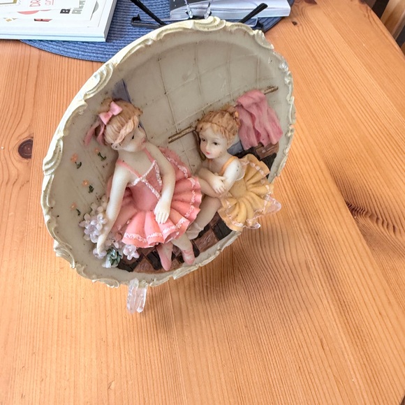Vintage Resin Ballet Dancer Decorative Plate - Pink and Yellow - Picture 5 of 7
